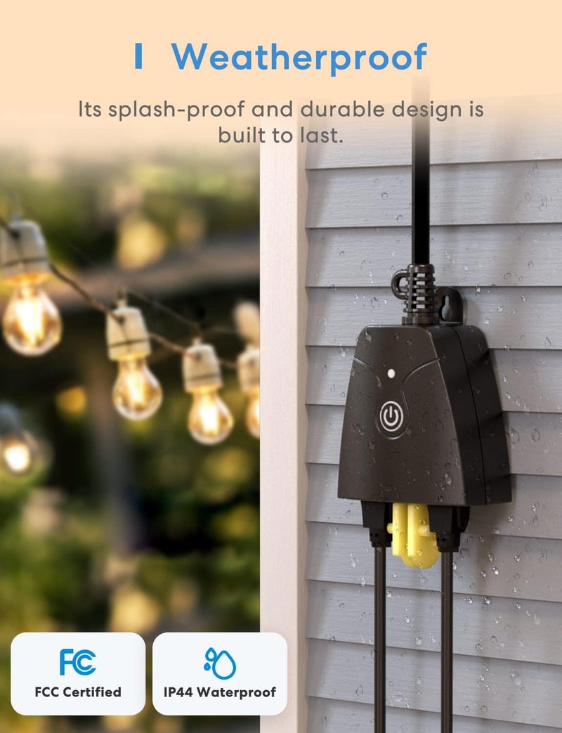 meross قابس ذكي خارجي متوافق مع Apple HomeKit و Siri و Alexa و Google Assistant و SmartThings، مخرج خارجي مقاوم للماء، تحكم عن بُعد وصوتي، مؤقت، معتمد من FCC و ETL - Image 5
